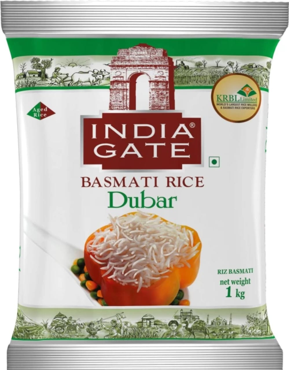 INDIA GATE Dubar Long Grains Lean & Slender Basmati Rice (Long Grain)  (1 kg)