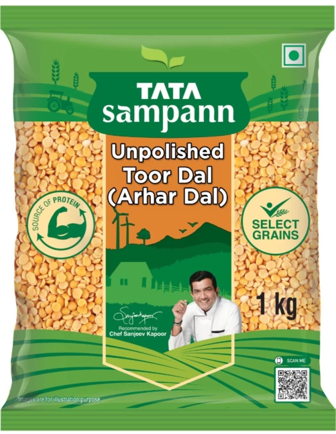 Tata Sampann Yellow Toor/Arhar Dal (Split)  (1 kg)